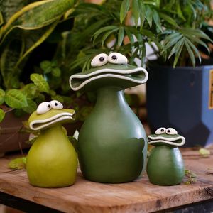 Objets décoratifs Figurines GreenYellow Cartoon Big Mouth Frog Multi Meaty Bonsai Micro Landscape Resin Desktop Miniature Garden Statue Decor 230625