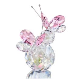 Objets décoratifs Figurines H D Cristal Figurine de papillon volant avec base de boule Art verre animal presse-papier décor pour bureau Ta Dhysp