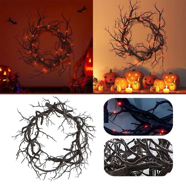 Objets décoratifs Figurines Halloween Branche Morte Guirlande Créative Brillant Noir Décoration Simulation Plante Couronne Maison Deocrs 230901