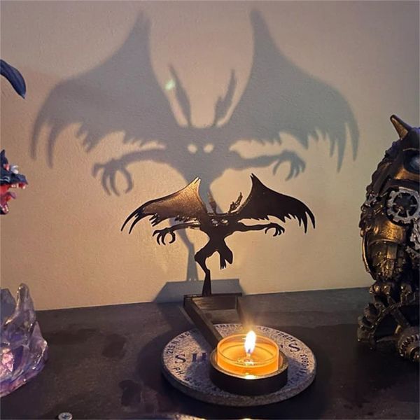 Objets décoratifs Figurines Décoration d'Halloween Bougeoirs d'ombre vintage Projection de terreur drôle Sorcière noire Appel sacrificiel Stands fantômes 230901