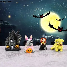 Objets décoratifs Figurines Halloween Dollhouse Miniature Mignon Fantôme Sorcière Chauve-Souris Citrouille Mini Fée Jardin Ornement Micro Paysage DIY Artisanat Décor 231017