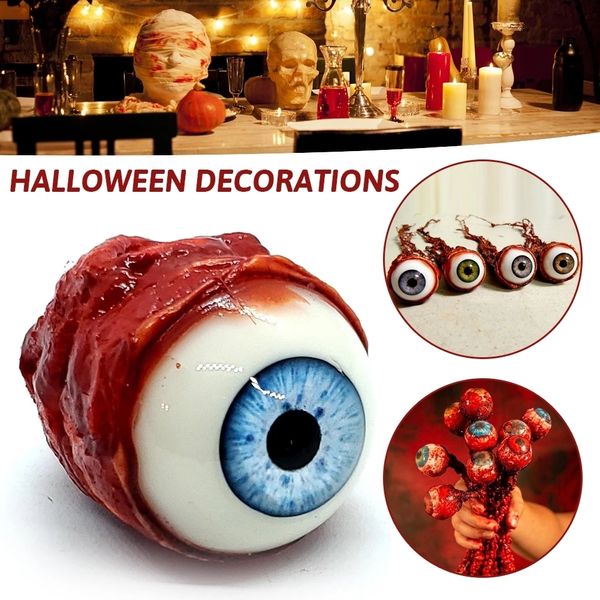 Objetos decorativos Figuras Halloween Horror Prop Realista Tamaño Natural Látex Arrancado Globo Ocular Azul Claro Aterrador Decorar Sangre Ojo Cosplay Prop 230828