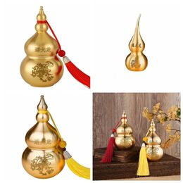 Decoratieve objecten Figurines Handwerk FireAvoiding Dragon Gourd Retro Chinese stijl Brass Copper Ancient Craft Top Open Cover Kitchen 230822