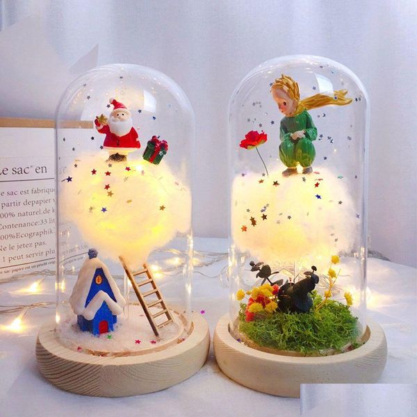 Objetos decorativos Figuritas Nube hecha a mano Luz nocturna Principito Bruja Decoración para el hogar Lámpara de atmósfera romántica Regalo para pareja F Dhtrm