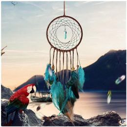 Decoratieve objecten Figurines Handgemaakte Dream-catcher Veer kleurrijke woonkamer tuin hangende hanger thuisauto decor ornament