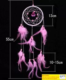 Decoratieve objecten Figurines Handgemaakte Dream Catcher Traditionele Dreamcatcher Wall Hangende Decoratie Kleurrijke Veer