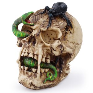 Decoratieve objecten beeldjes handgemaakte hars ambachtelijke schedel hoofd standbeeld slang en spin dood sculptuur Home Halloween Party decor film horror prop 230619