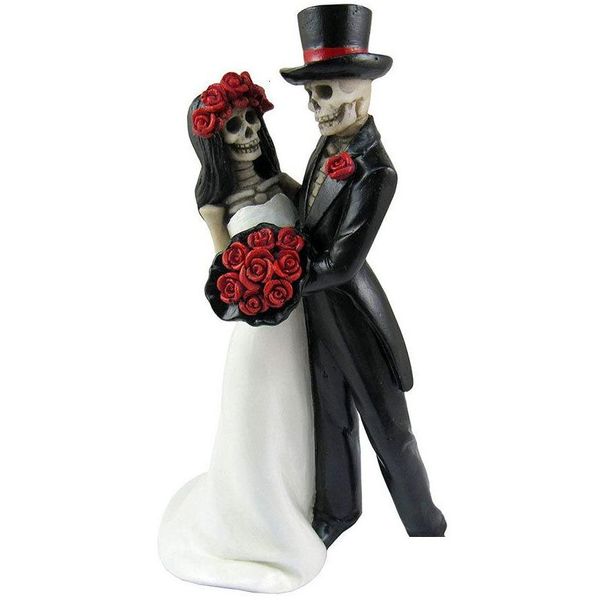 Objets décoratifs Figurines Jour de pain à la main des morts dans le squelette de danse morte Halloween Gothic Lovers Romantic Bride Groom Figu Dhvdq