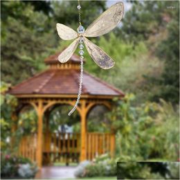 Objets décoratifs Figurines Suspendus Paillettes Fantaisie Libellule Cristal Suncatcher Wind Chime Pendentif Pour Jardin Dhfm5