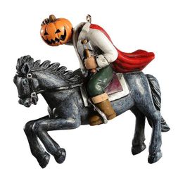 Objetos decorativos Figuras Estatua de jinete sin cabeza Escultura espeluznante de calabaza para fiesta de Halloween Casa embrujada y amantes de adornos de terror 230809