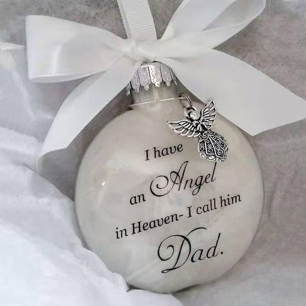 Objetos decorativos Figuritas Adorno de ángel del cielo Nombre personalizado de Navidad con lazo de cinta Decoración colgante conmemorativa