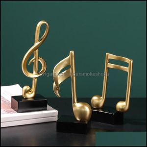 Objetos Decorativos Figuritas Acentos Para El Hogar Decoración Jardín 3 Piezas Luz Creativa Moderna Nota Musical De Lujo Decoración Tienda Sala De Música Escritorio A