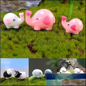 Decoratieve objecten Figurines Home Accenten Decor Garden 2pcs Mini Love Heart Elephant Sheep Miniatures Figurine Moss Micro Landscape Fairy