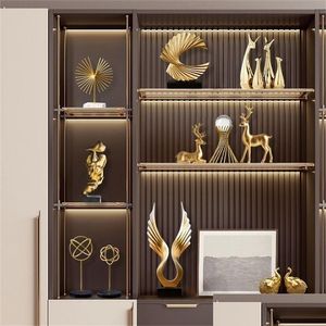 Objets décoratifs Figurines Accessoires de décoration pour la maison Figurines d'animaux Ornements dorés Art abstrait Salon moderne Luxe De Dhwhd