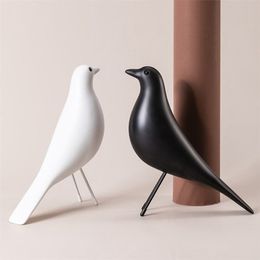 Objetos decorativos Figuritas Muebles para el hogar Escultura de madera Decoración de oficina Pájaro Negro Creativo 220928