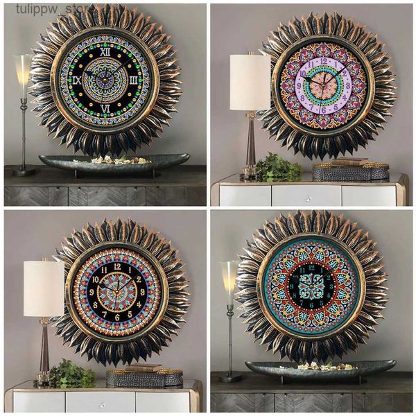 Objets décoratifs Figurines HUACAN 5D diamant peinture horloge forme spéciale dessin animé Mandala diamant broderie Art strass artisanat décor à la maison cadeau