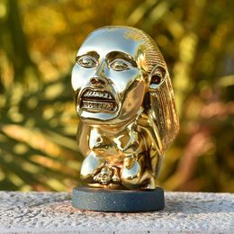 Decoratieve Objecten Beeldjes Idool Gouden Vruchtbaarheid Standbeeld Hars Sculptuur met Oogschaal Raiders of The Lost Ark Cosplay Props 230607