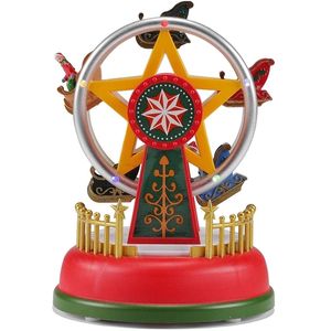 Decoratieve objecten Figurines verlichte dorpscollectie Carnaval Geanimeerde reuzenwiel Kerstscène Home Desk Decoration Displays LED -lichten 221206