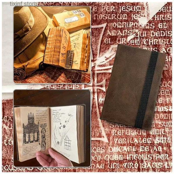 Objets décoratifs Figurines Indiana Jones Graal Diary ic Movie Prop Replica Fans Gift Retro Spiral Notebook Notepad Vintage Leather Notes Decor Gifts T240309