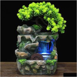 Decoratieve objecten Beeldjes Binnen Tafelblad Waterval Fontein Rotstuin Bonsai Zen Meditatie Ontspanning Trapsgewijze waterfonteinen Dhgfd