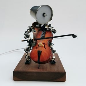 Objets décoratifs Figurines Vent industriel Steampunk Robot fait à la main Ornement de bureau Décoration Violoncelle Violon Instrument de musique Créatif 230824