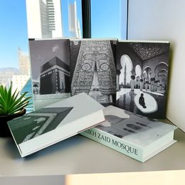 Objets décoratifs Figurines Religion islamique Faux livres pour la décoration Livre Mosquée Kaaba Table basse de luxe Boîte de rangement Accessoire de tir Décoration d'intérieur 231023
