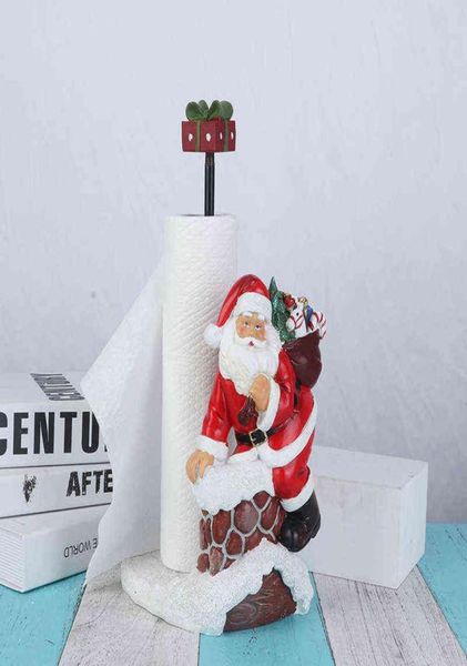 Objets décoratifs Figurines Jieme créatif Snowman Snowman Santa Claus Rack de serviette en papier Cadeaux de Noël Home Salon Desktop Decorati3636548