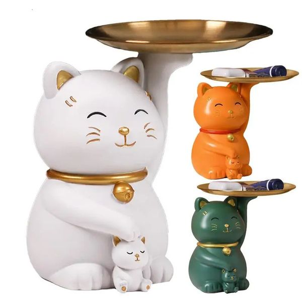 Objetos decorativos Figuras Llavero Cuenco Gato Artículos pequeños Caja de almacenamiento Estatua de gato de resina Contenedor de almacenamiento Escultura de almacenamiento decorativa multifuncional 231114