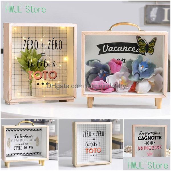 Objetos decorativos Figuras Niños Niños Dinero Titular de monedas Misceláneas Organizador Dormitorio Caja de almacenamiento Accesorios de regalo Decoración de mesa Madera Dhyc5