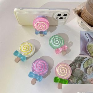 Decoratieve Objecten Beeldjes Korea Leuke Lollipop Telefoon Grip Tok Griptok Ring Houder Stand Voor 11 13 Accessoires Rainbow Candy Drop D Dhf7B