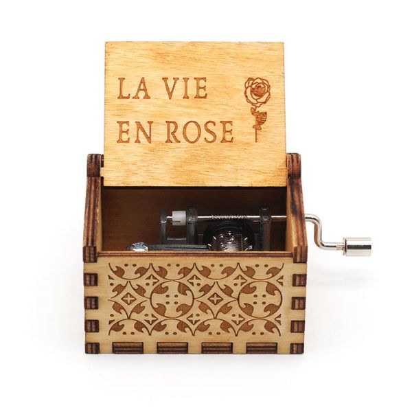 Objetos de decoración Figuras La Vie En Rose Caja de música con manivela vintage