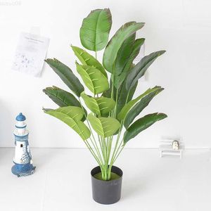 Objets décoratifs Figurines Grandes Plantes Artificielles Feuilles De Palmier Vert Feuille De Bananier En Plastique Faux Plante Mariage Jardin Maison Salon Bureau Décoration L230724