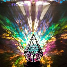 Decoratieve objecten beeldjes Grote poolster vloerlamp Hout Led-nachtlampje Kunstnijverheid Kleurrijke diamant Boheemse lichten Decoratieve tafellampen Woondecoratie 231009