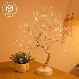 Decoratieve objecten Beeldjes LED-nachtlampje Mini-kerstboom Koperdraad Garland Lamp voor kinderen Thuis Slaapkamer Kerstverlichting Vakantieverlichting 230826