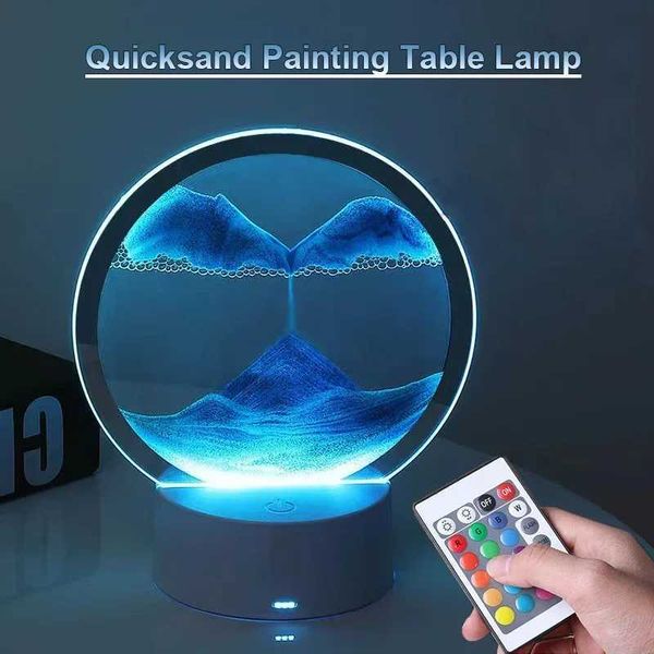 Objets décoratifs Figurines LED LED de table de sable rapide avec 7 couleurs USB Sandscape Night Light 3D Moving Sand Art Lampes de chevet Home Decor Gift RC Touch Interrupteur T240505