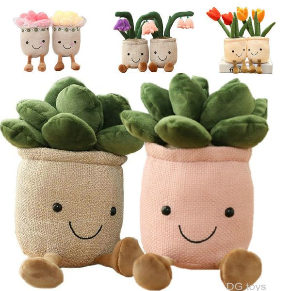 Objets décoratifs Figurines réalistes tulipes plantes succulentes en peluche jouets en peluche Vrious fleur en pot Cactus bibliothèque maison salon décor pour fille cadeau 230829