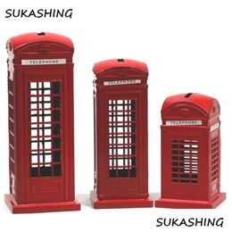 Decoratieve objecten beeldjes Londen telefooncel rood gegoten spaarpot spaarpot UK souvenir S voor kinderen thuis kerst decora Dhju4