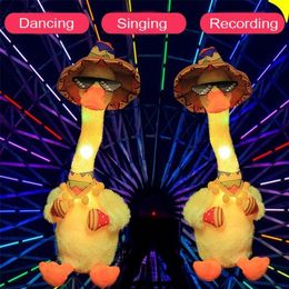 Decoratieve objecten Figurines Lovely Dancing Duck Talking Toy USB oplaadgeluid Herhaling Doll Kawaii Kids Education Toys Gift Verjaardagscadeau 220919