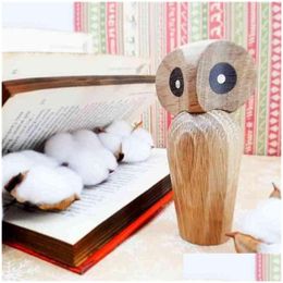 Decoratieve objecten beeldjes Mooi Mode Uil Vogel Dierenbeeldjes Decor Thuis Woonkamer Boekenplank Natuurlijk Miniatuur Houtbewerking I Dhxmg