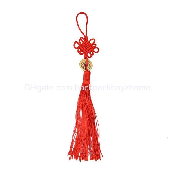 Objets décoratifs Figurines Lucky Charm Good Fortune Home Car Decor Red Chinese Knot Feng Shui Set Ancient I China Coins Prosperi Otsvi