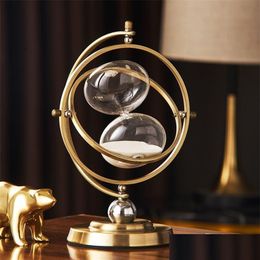 Objets décoratifs Figurines Globe de luxe Minuterie Horloge de sable Rétro Sablier Temps Sablier Nordique Décoration de la maison Heure tournante Gla Dhyi0