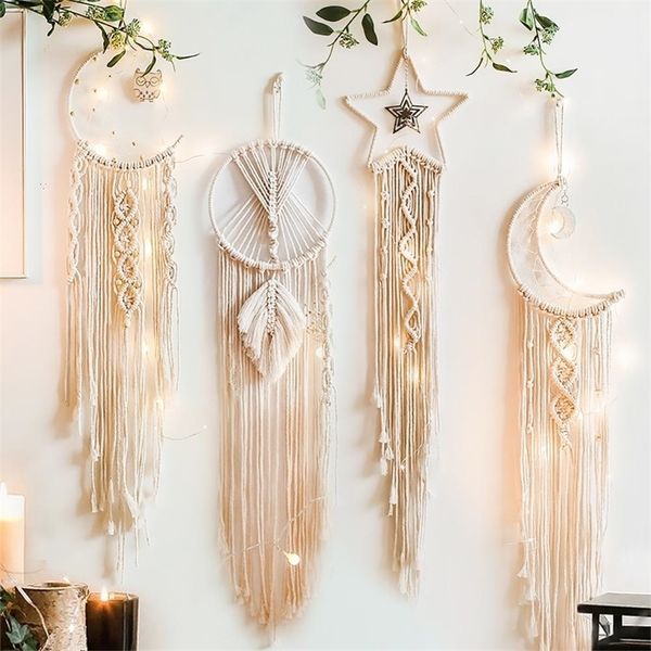 Objets décoratifs Figurines Macramé Dream Catcher Boho Home Decor Lune Ramadan Décoration Tenture Murale Bébé Nordic Room Kids Nursery 220919