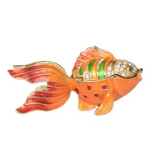 Objets décoratifs Figurines vie marine poisson doré bibelot boîte à bijoux émaillé décor nautique objets de collection cadeau pour les amoureux 230904