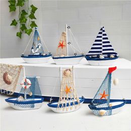 Decoratieve objecten Figurines Marine Nautische creatieve zeilbootmodus kamer decoratie miniaturen mediterrane stijl schip kleine boot ornamenten 23052222