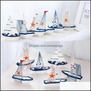 Decoratieve objecten Figurines Marine Nautical Creative Sailboat Mode Room Decor Figurines Miniaturen Mediterrane stijl Schip Small B OTNX5