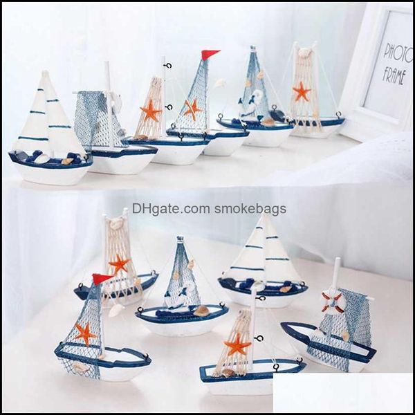 Objets décoratifs Figurines Marine Nautique Créatif Voilier Mode Chambre Décor Figurines Miniatures Style Méditerranéen Navire Petit B Otnx5