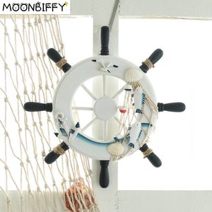 Estatuetas de objetos decorativos Mediterrâneo âncora náutica timoneiro rede de pesca em casa navio de praia voando decoração de parede de madeira para barcos 230530