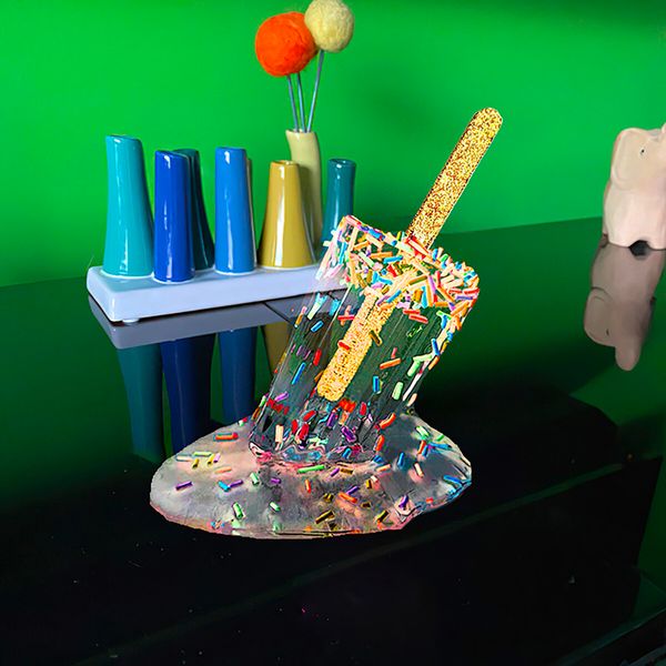 Objetos decorativos Figuras Modelo de helado derretido Ornamento Realista Artificial Lollipop Popsícula Escultura de resina Decoración Craft Summer Cool 230418