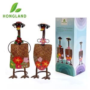 Decoratieve objecten Beeldjes Metaal Buiten Paar Eend Tuin Kunst Schoppen Ornamenten Standbeelden Boerderij Gazon Sculptuur Housewarming Gift 2 Pack 230710