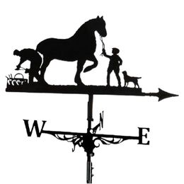 Decoratieve objecten beeldjes metalen weathervane boer en paard mount weer vaan wind richting indicator